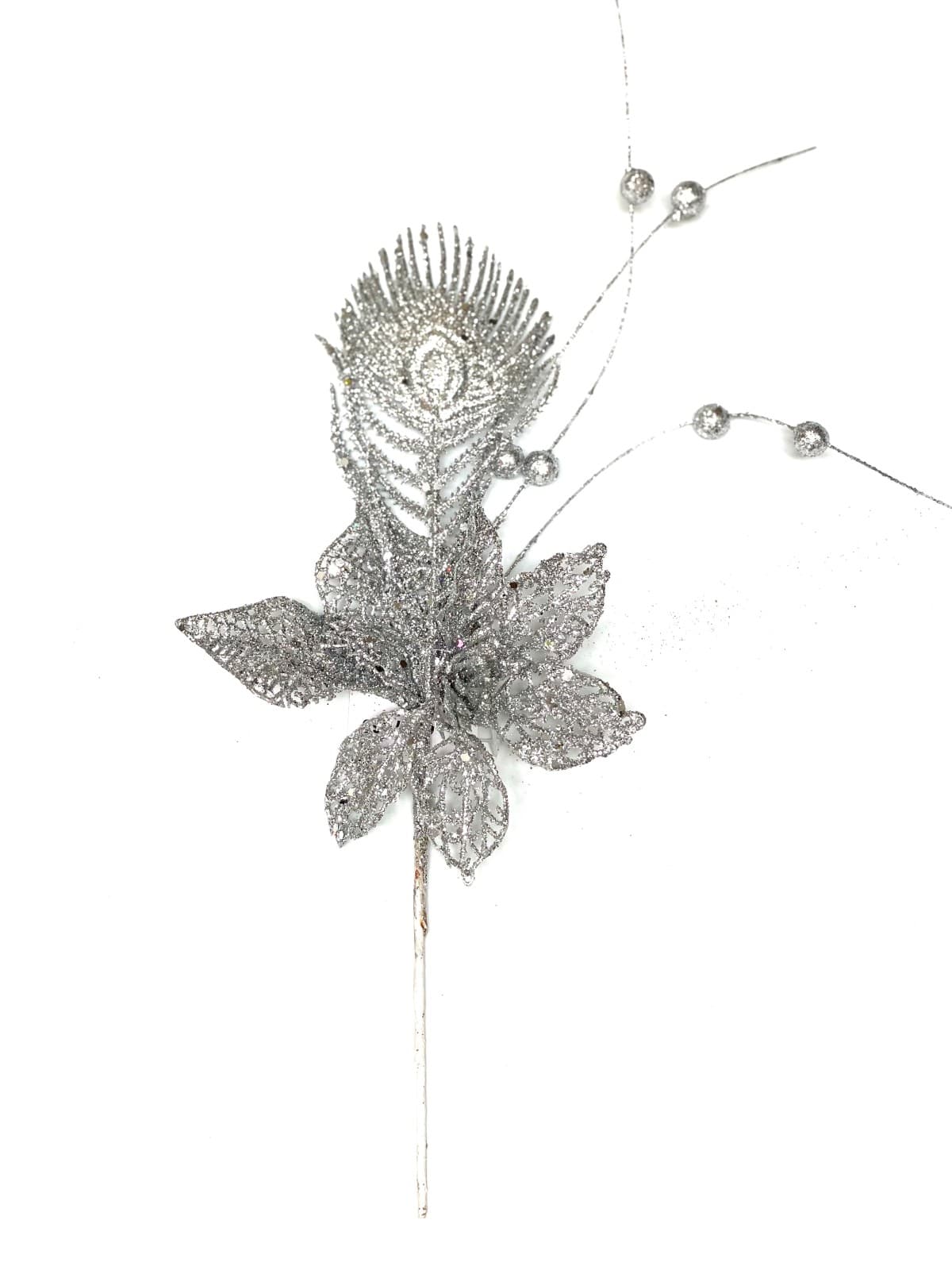 FOLLAJE NAVIDEÑO PLUMA PLATEADO