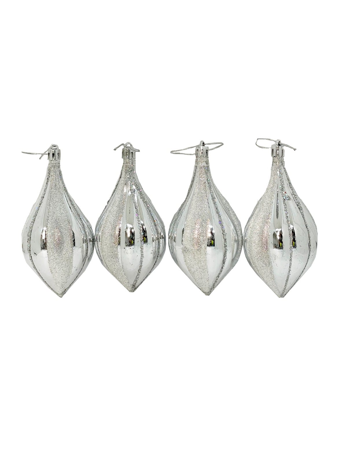 BOLA NAVIDAD LAGRIMA PEQUEÑA 11 CM PLATEADA