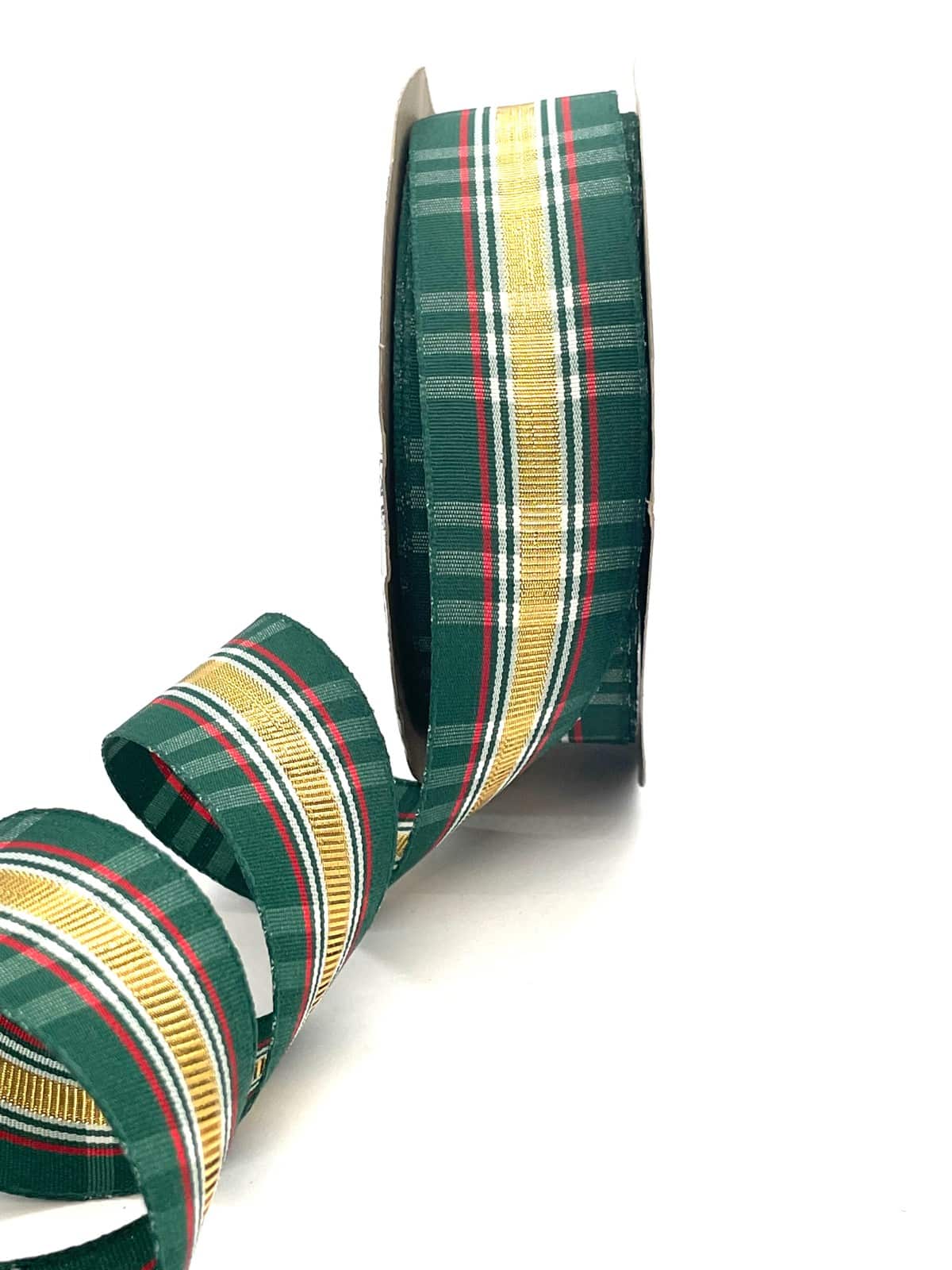 CINTA ESCOCESA NAVIDAD ORO VERDE 40mm - METRO