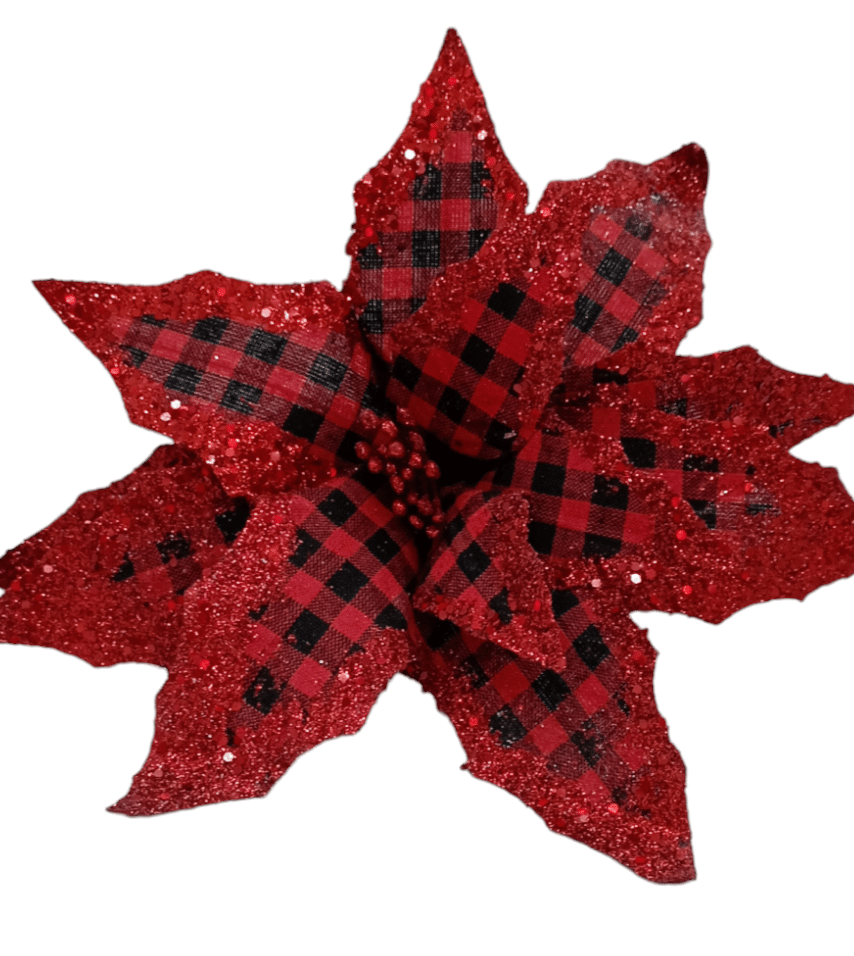 POINSETTIA  39X43CM ESCOCESA ROJA