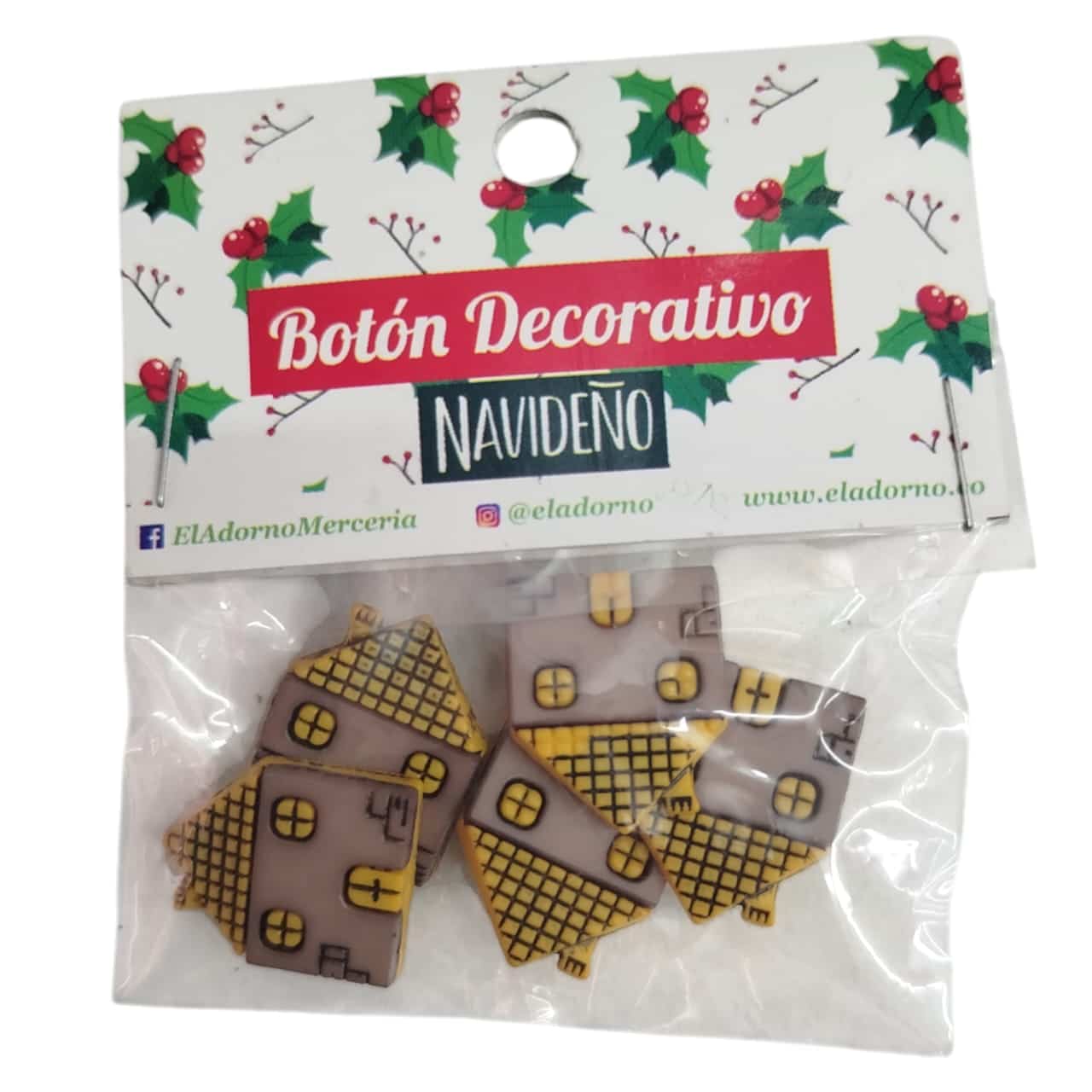 BOTON BLISTER NAVIDAD CASA AMARILLA