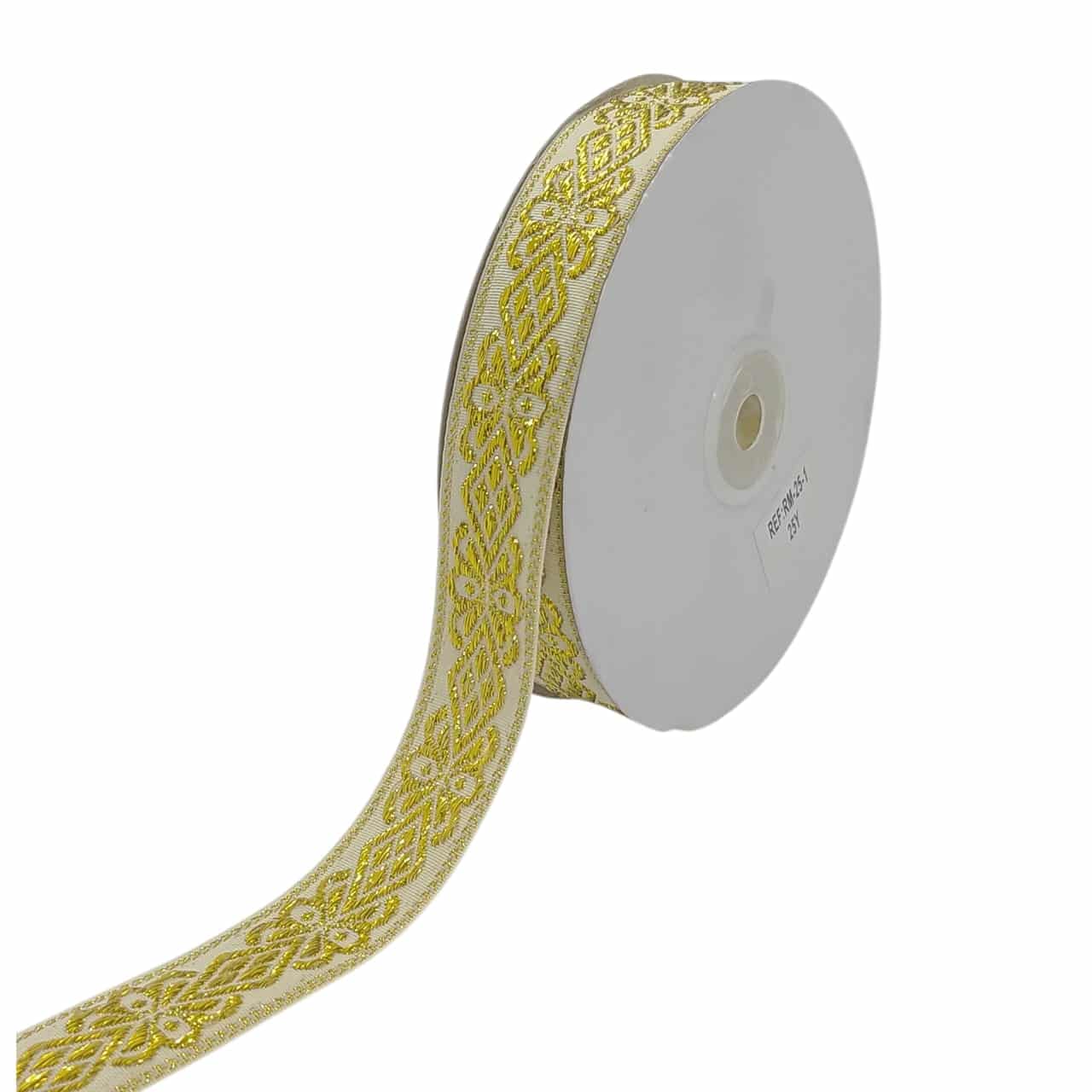RANDA CON LUREX 25MM ROLLO X 22.5 METROS
