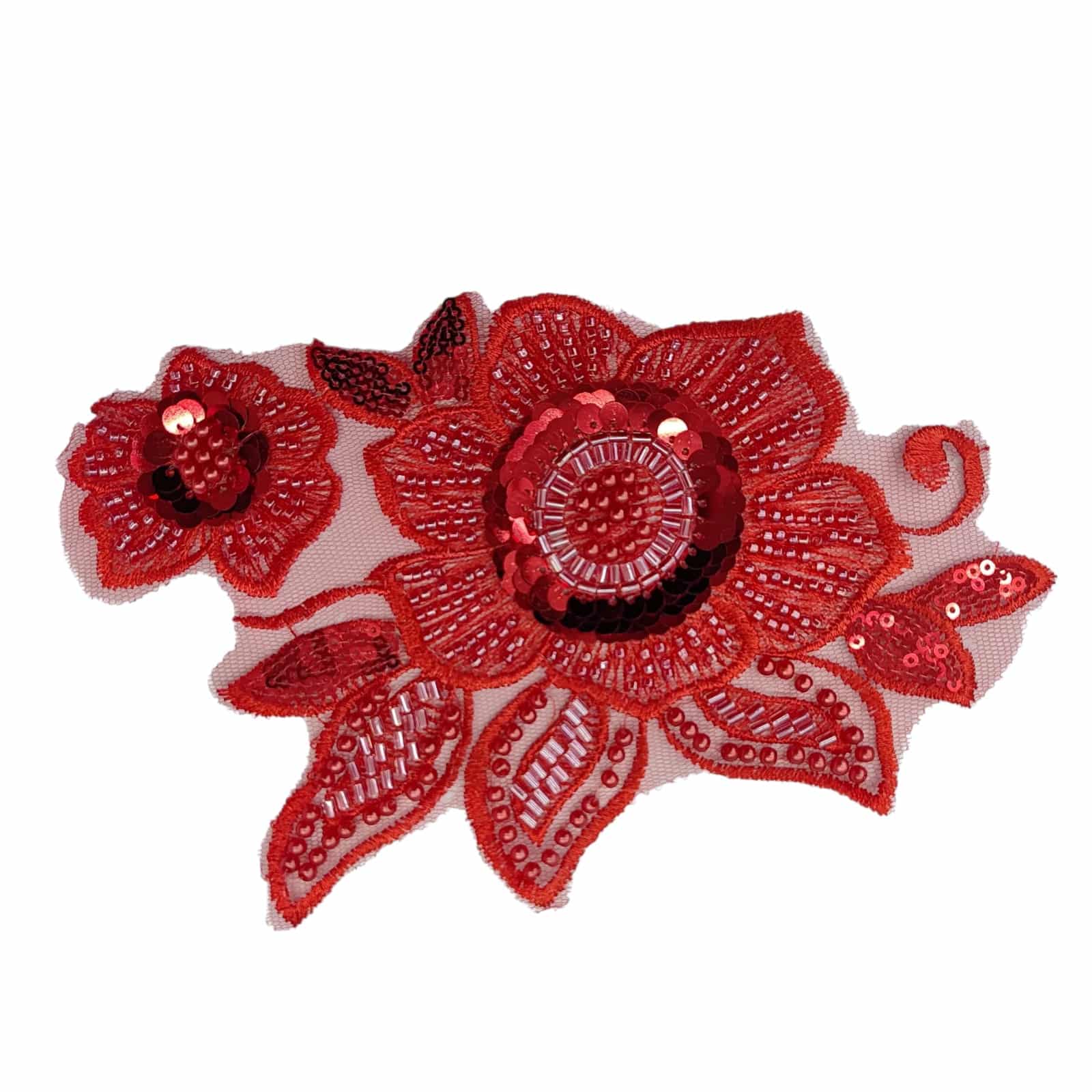 APLIQUE BORDADO EN LENTEJUELA - FLOR ROJA