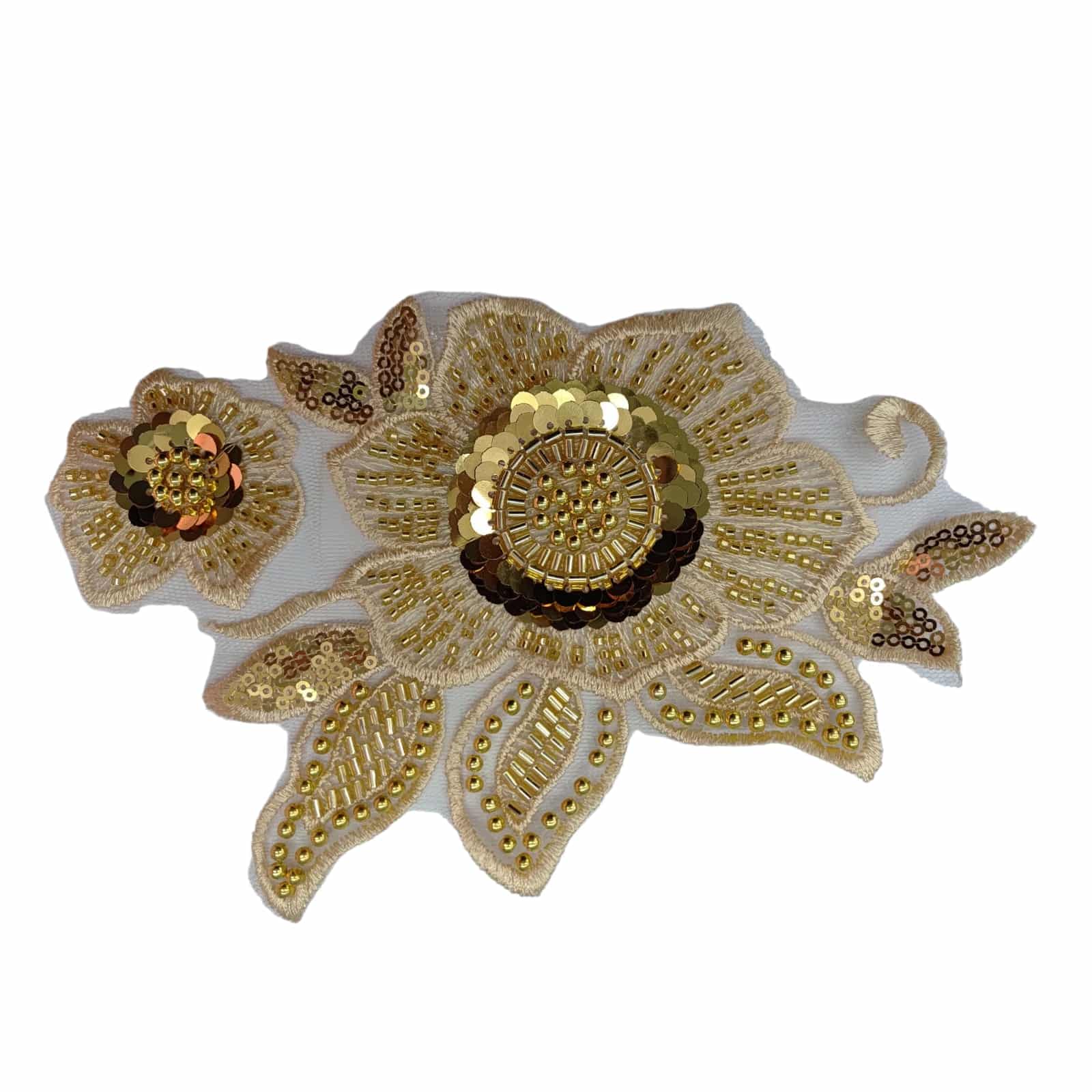 APLIQUE BORDADO EN LENTEJUELA - FLOR DORADO