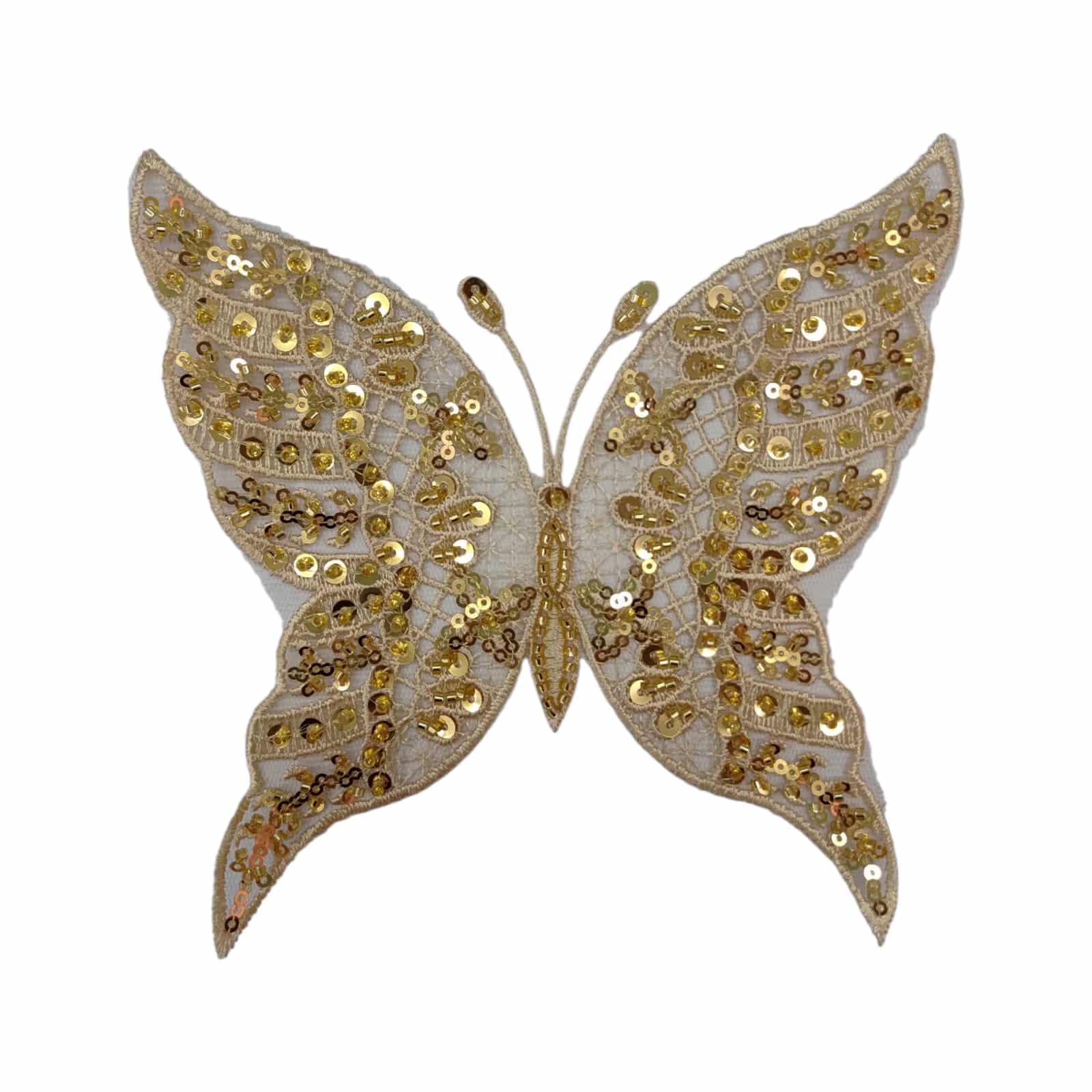 APLIQUE BORDADO EN LENTEJUELA - MARIPOSA DORADO