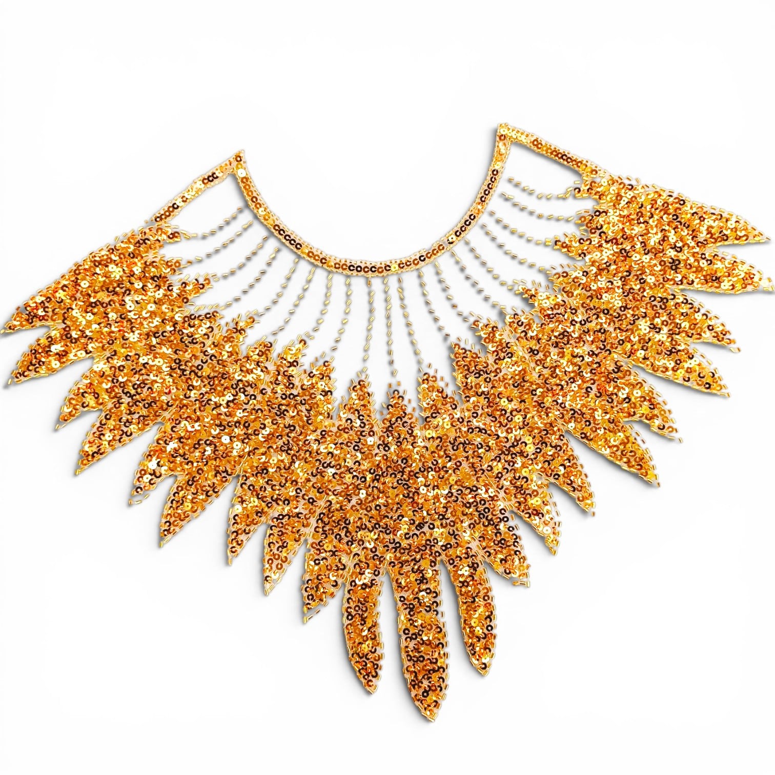 CUELLO EN LENTEJUELA DORADO 39x47 - UNIDAD