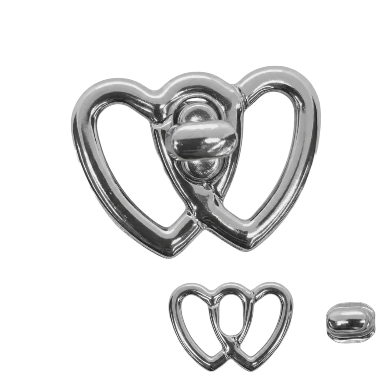 BROCHE PARA BOLSO CORAZON PLATEADO  5CM - UNIDAD